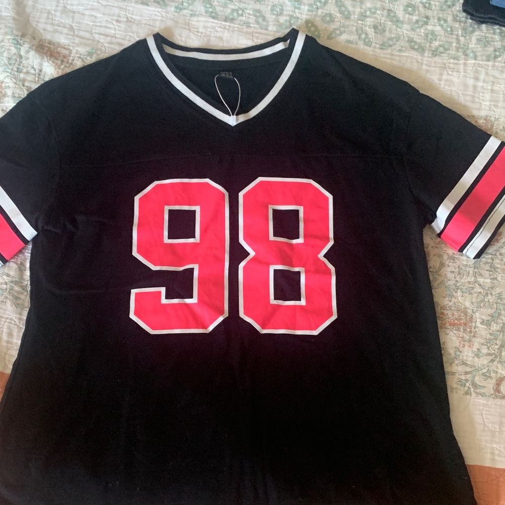 SHEIN Black and Pink Jersey Top